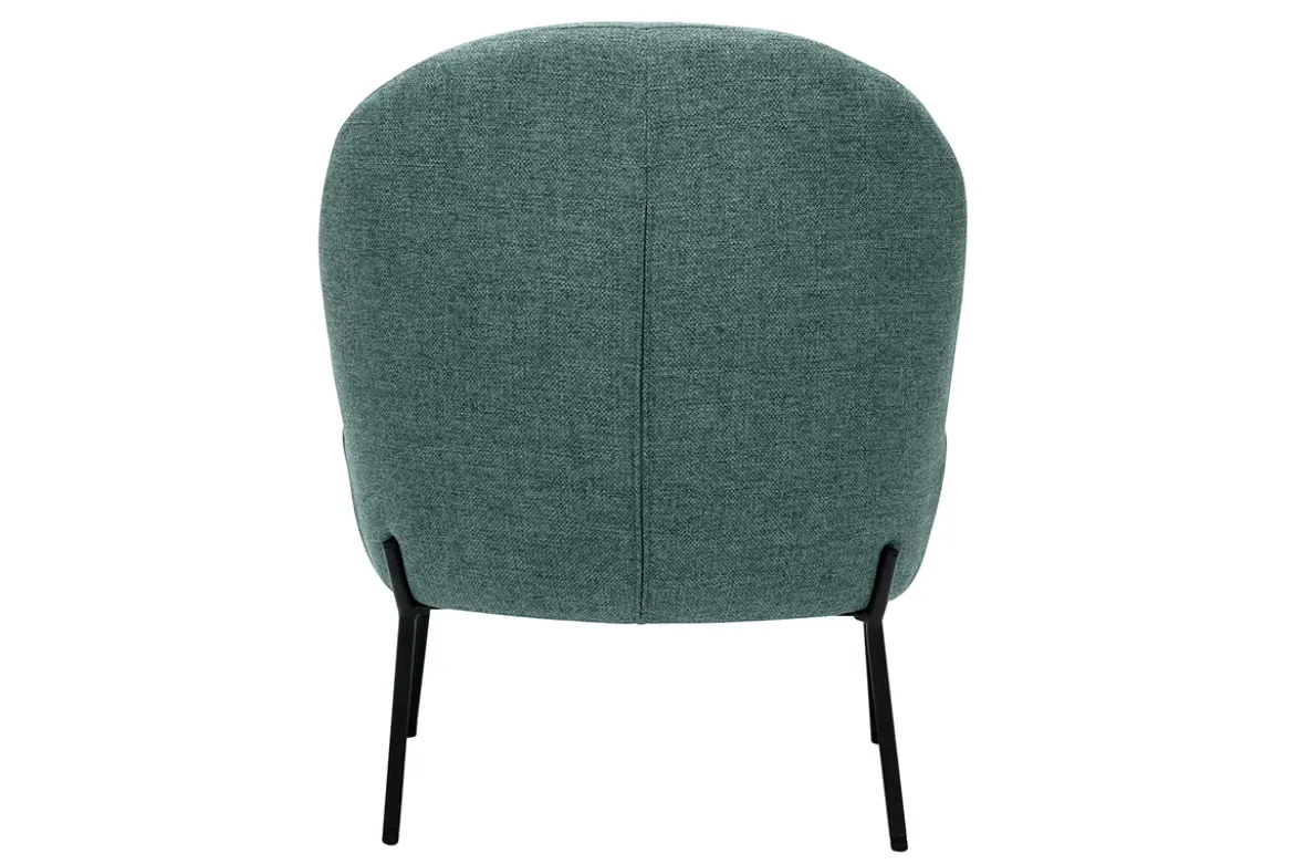 Fauteuil en tissu vert de gris et métal noir BELEY
