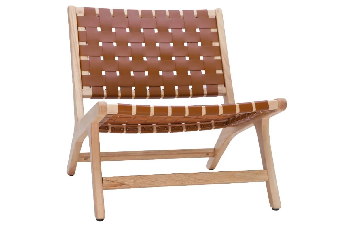 Fauteuil ethnique en bois et sangles tressées marron BONDI