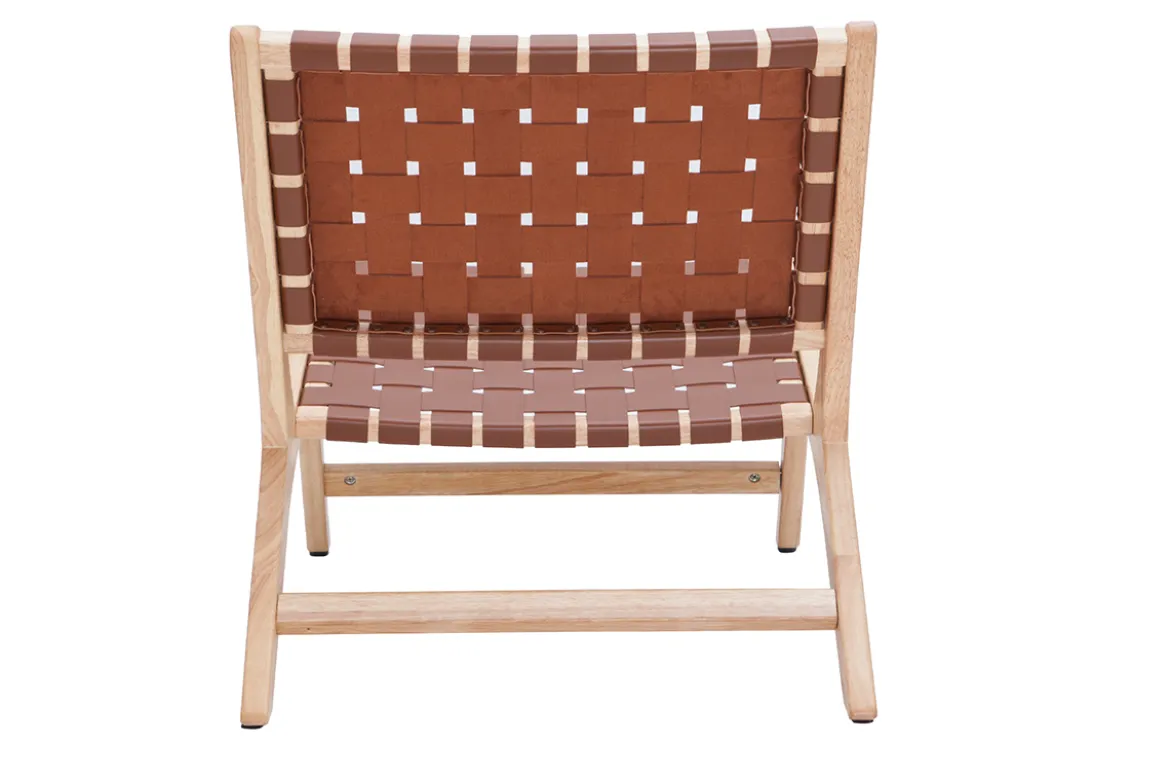 Fauteuil ethnique en bois et sangles tressées marron BONDI