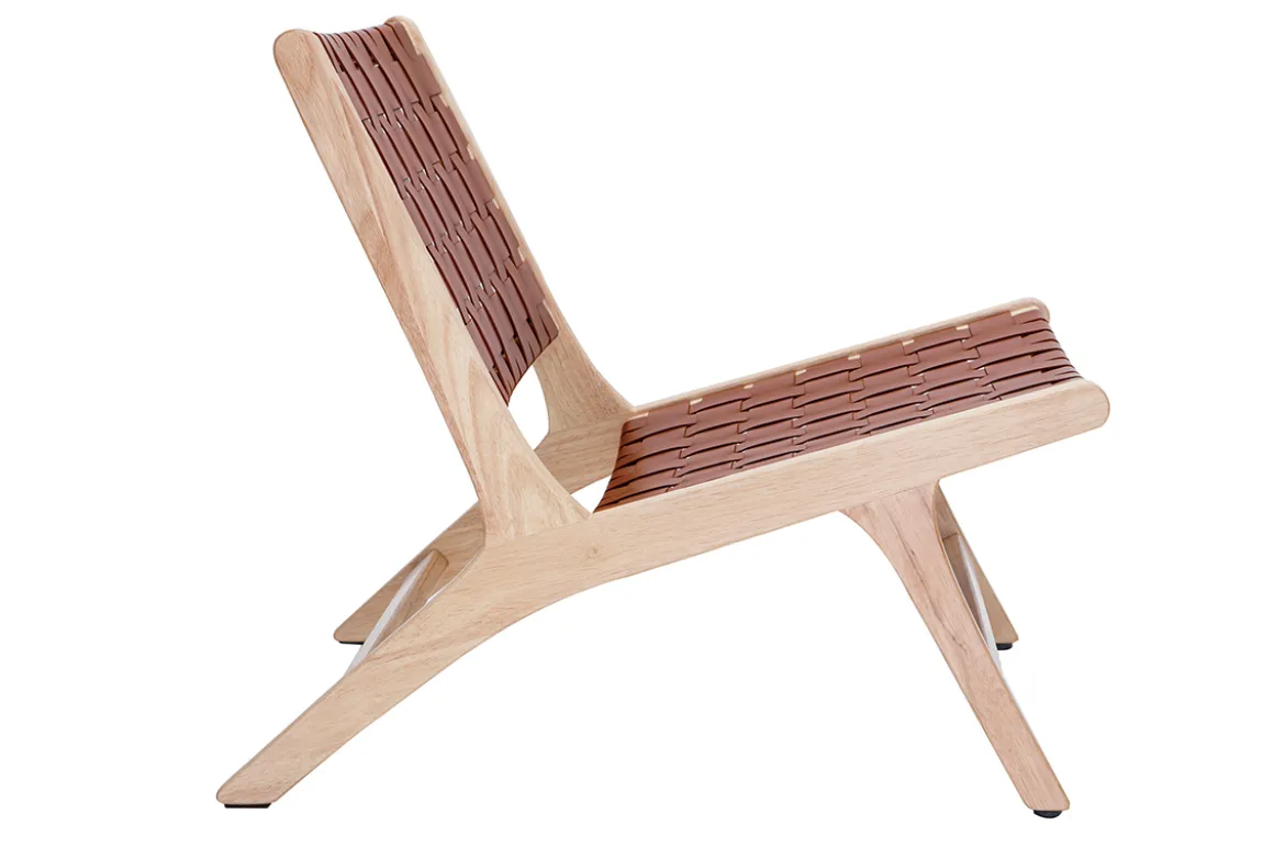 Fauteuil ethnique en bois et sangles tressées marron BONDI