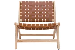 Fauteuil ethnique en bois et sangles tressées marron BONDI