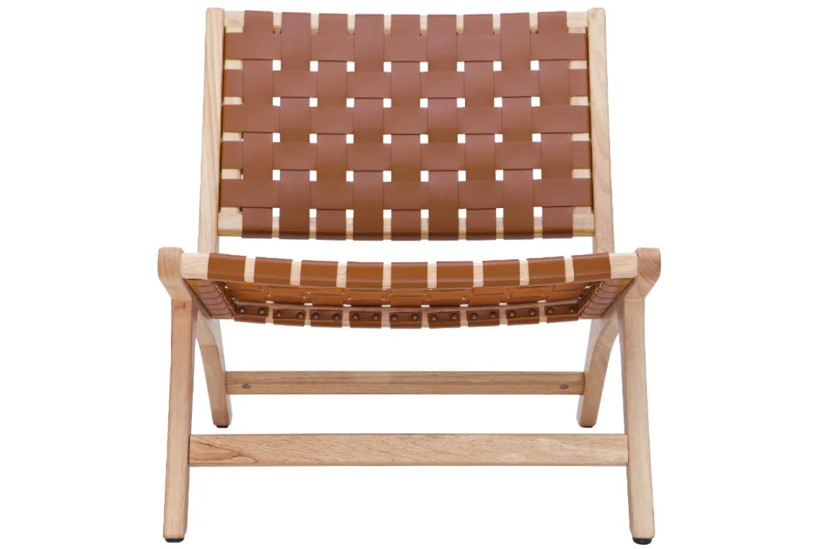 Fauteuil ethnique en bois et sangles tressées marron BONDI