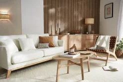 Fauteuil ethnique en bois et sangles tressées marron BONDI
