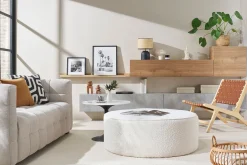 Fauteuil ethnique en bois et sangles tressées marron BONDI