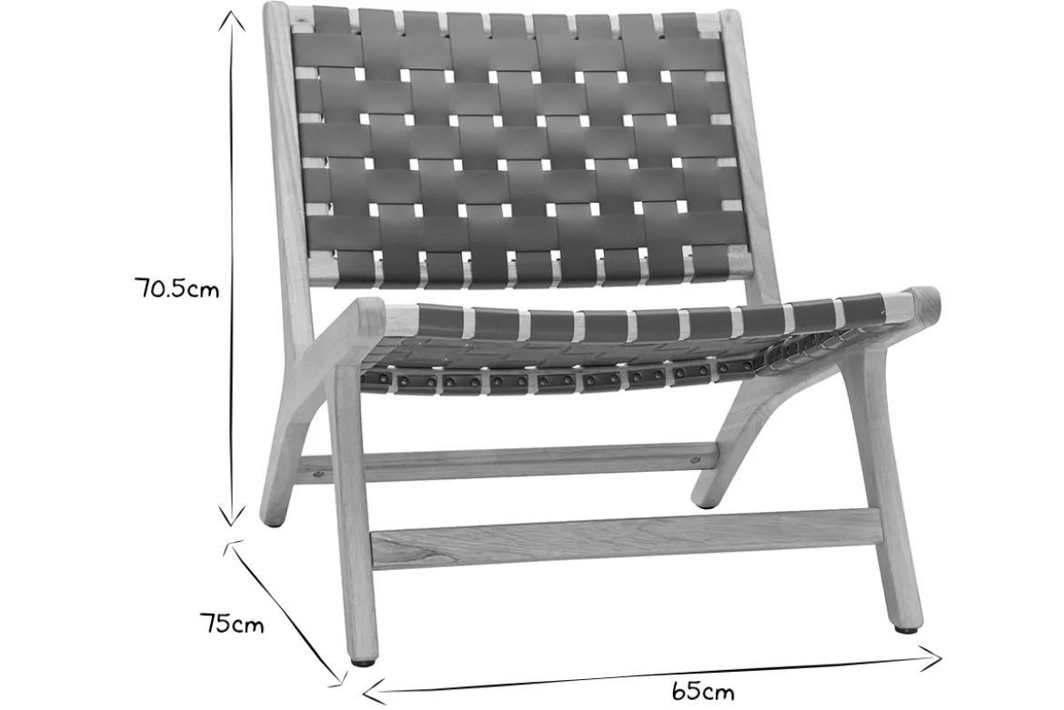 Fauteuil ethnique en bois et sangles tressées marron BONDI