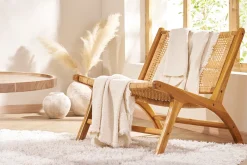 Fauteuil ethnique en bois teck massif et cannage en rotin naturel HAMMA