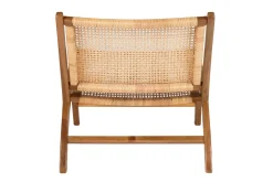 Fauteuil ethnique en bois teck massif et cannage en rotin naturel HAMMA