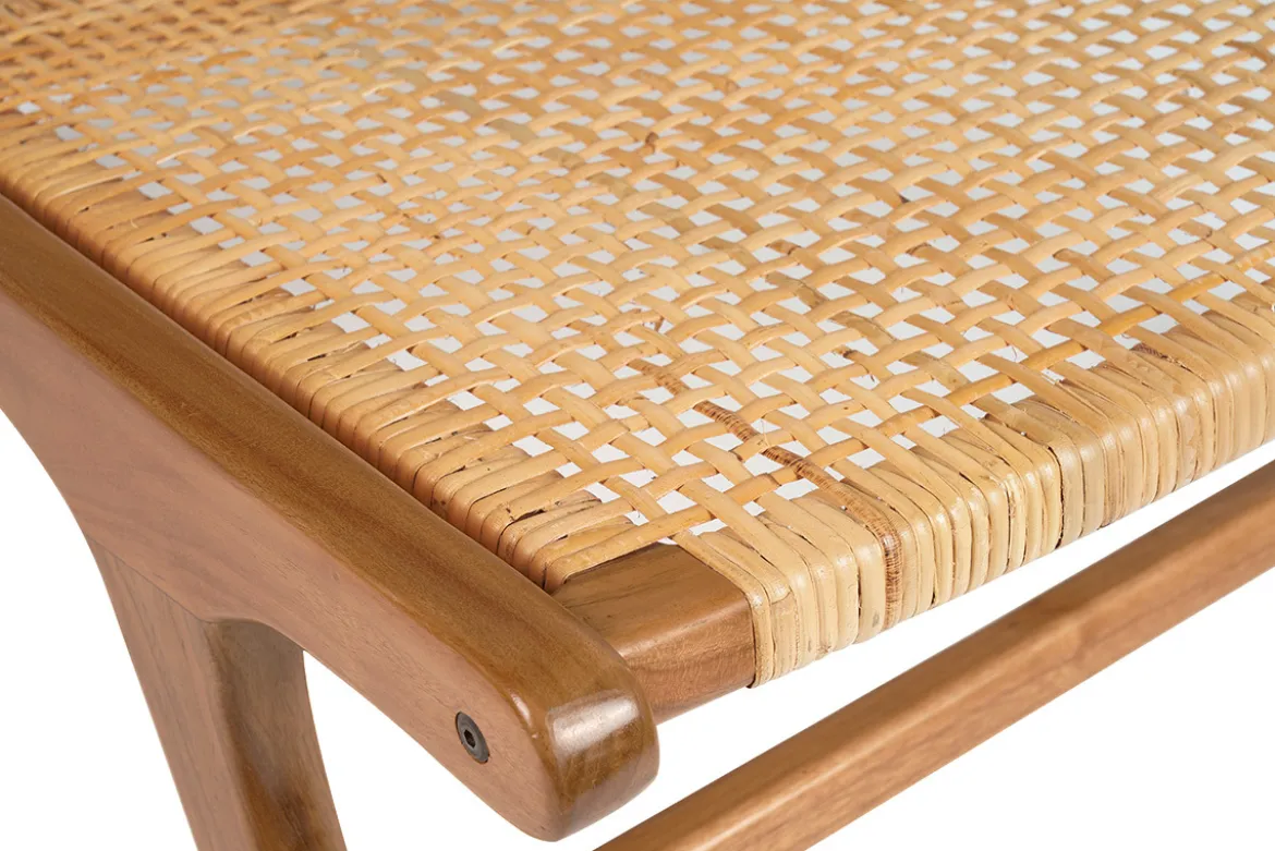 Fauteuil ethnique en bois teck massif et cannage en rotin naturel HAMMA