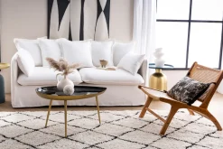 Fauteuil ethnique en bois teck massif et cannage en rotin naturel HAMMA