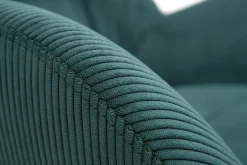 Fauteuil et repose-pieds design en tissu velours côtelé vert et métal noir ZOE