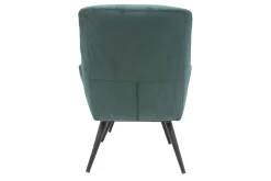 Fauteuil et repose-pieds design en tissu velours côtelé vert et métal noir ZOE