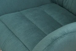 Fauteuil et repose-pieds design en tissu velours côtelé vert et métal noir ZOE