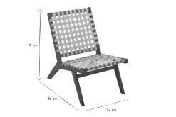 Fauteuil lounge en bois massif et sangles beiges LUCEA