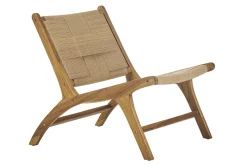 Fauteuil lounge en bois teck massif et corde tressée YARI