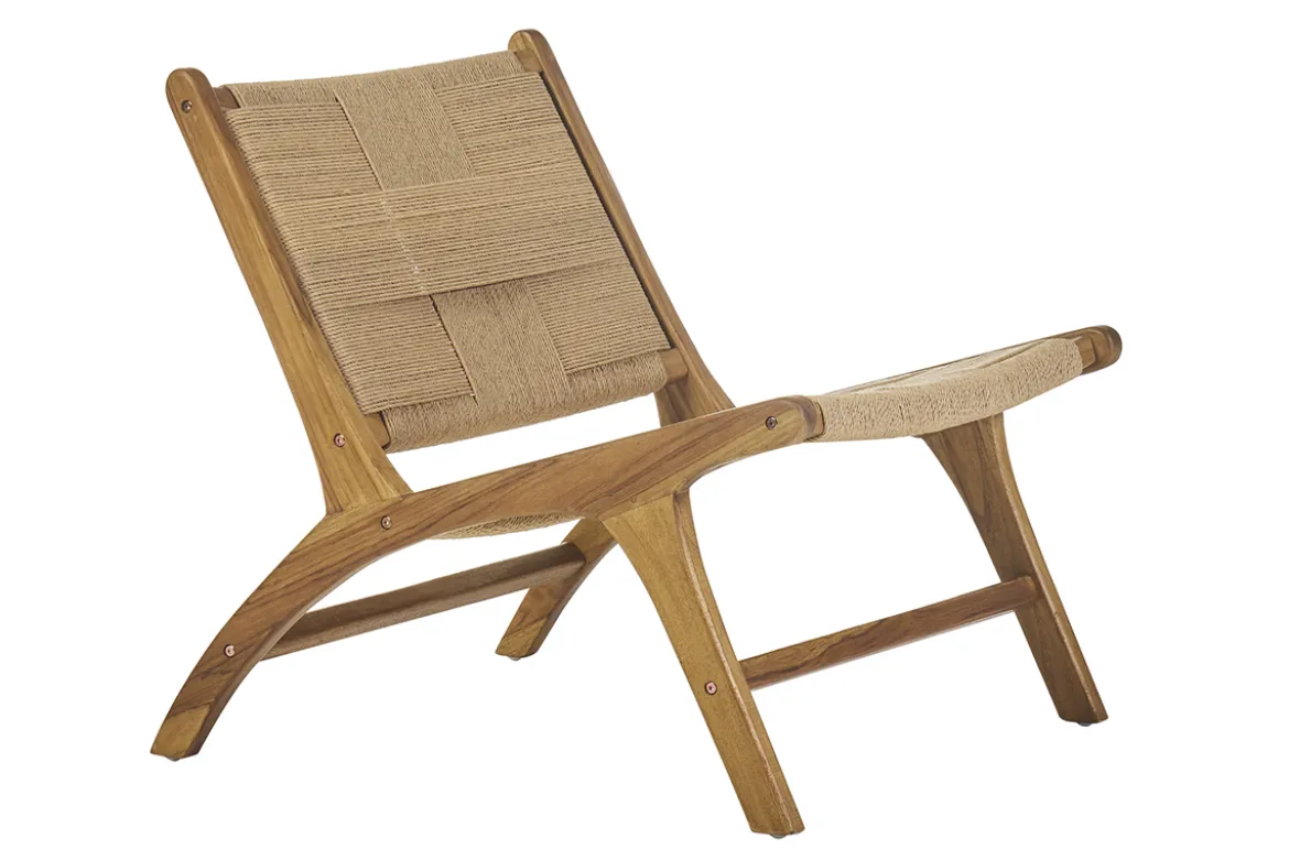 Fauteuil lounge en bois teck massif et corde tressée YARI