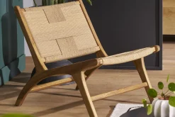 Fauteuil lounge en bois teck massif et corde tressée YARI