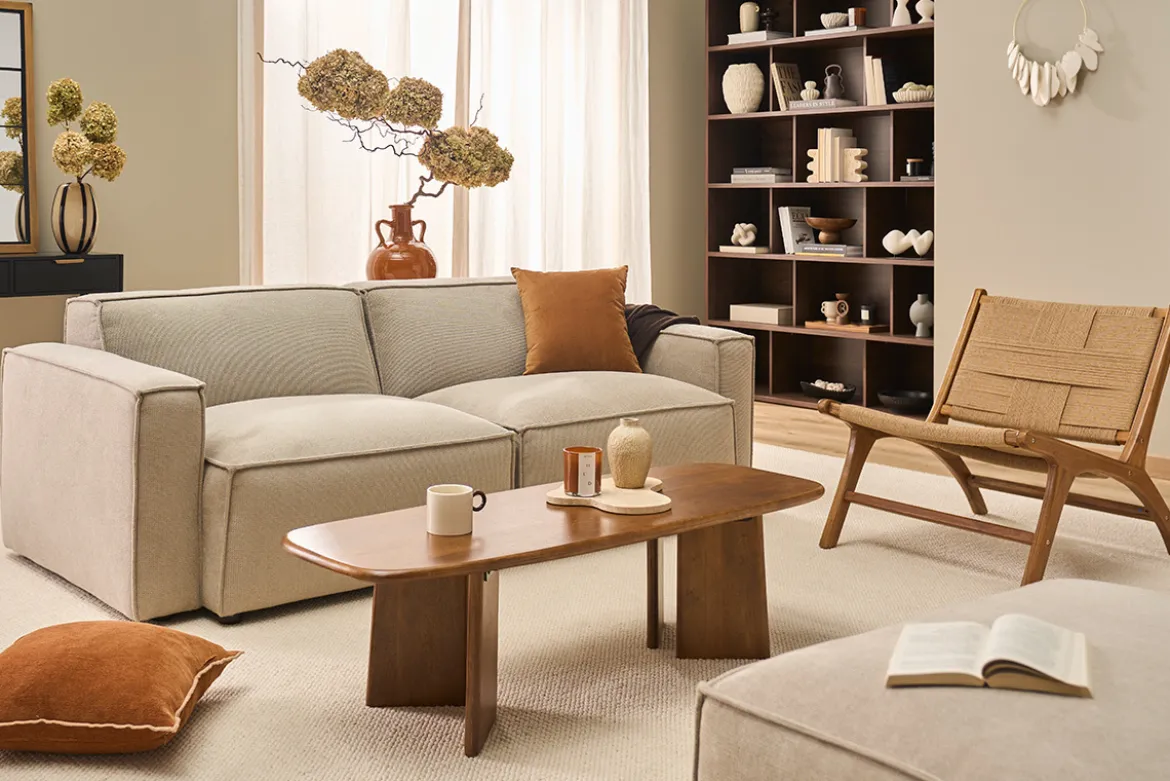 Fauteuil lounge en bois teck massif et corde tressée YARI