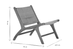 Fauteuil lounge en bois teck massif et corde tressée YARI