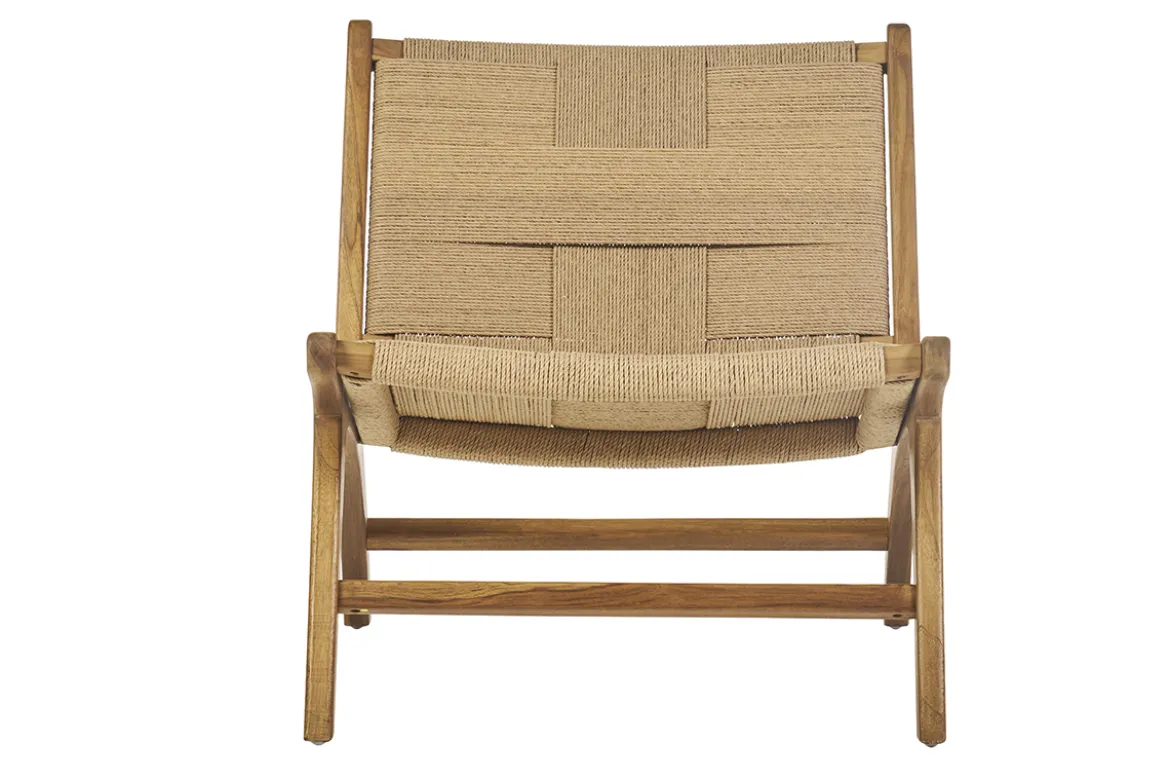 Fauteuil lounge en bois teck massif et corde tressée YARI