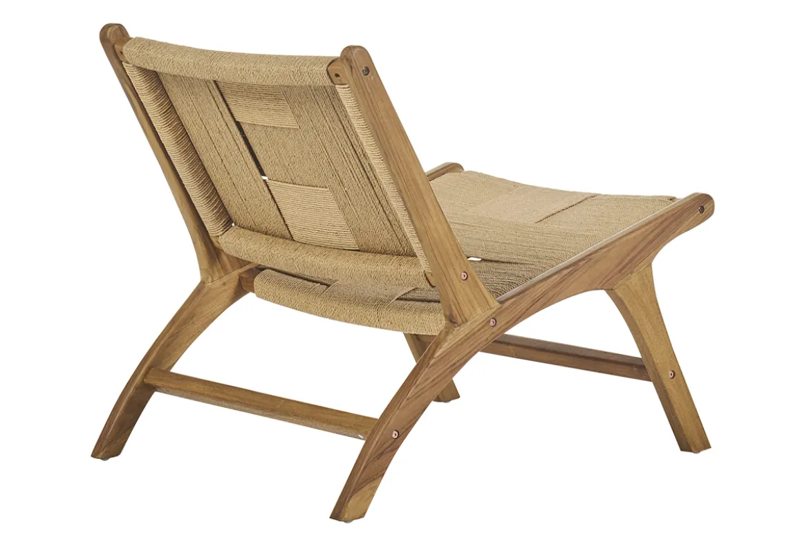 Fauteuil lounge en bois teck massif et corde tressée YARI