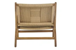 Fauteuil lounge en bois teck massif et corde tressée YARI