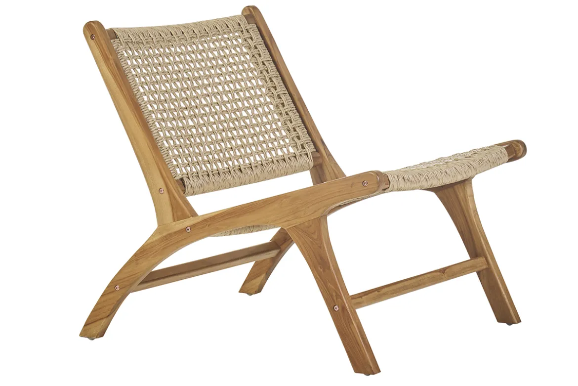 Fauteuil lounge en bois teck massif et corde tressée SUMBA
