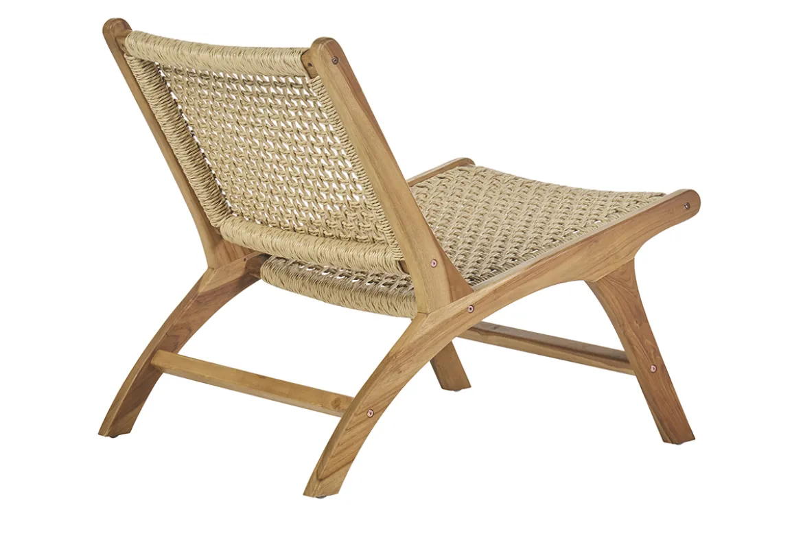 Fauteuil lounge en bois teck massif et corde tressée SUMBA