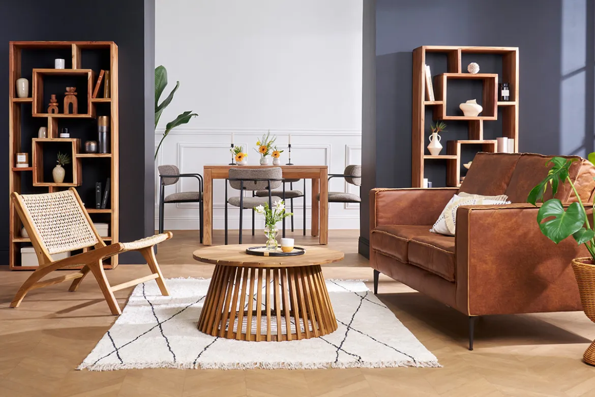 Fauteuil lounge en bois teck massif et corde tressée SUMBA