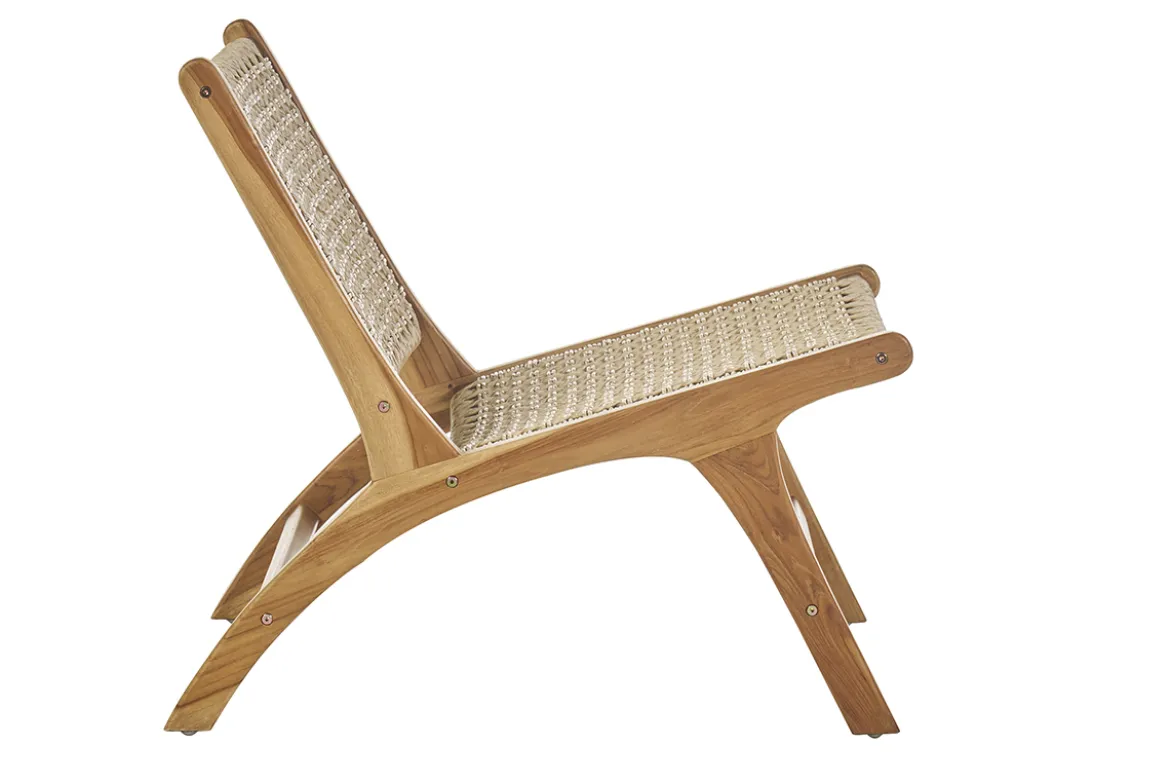 Fauteuil lounge en bois teck massif et corde tressée SUMBA