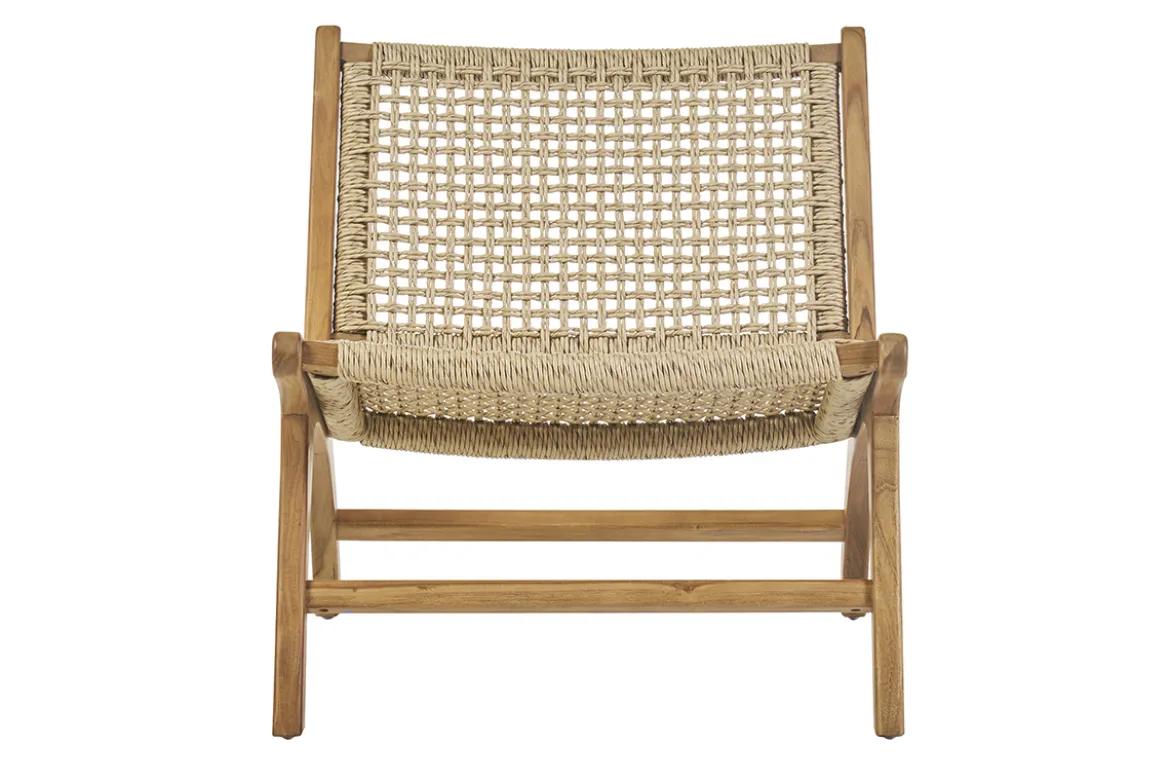 Fauteuil lounge en bois teck massif et corde tressée SUMBA