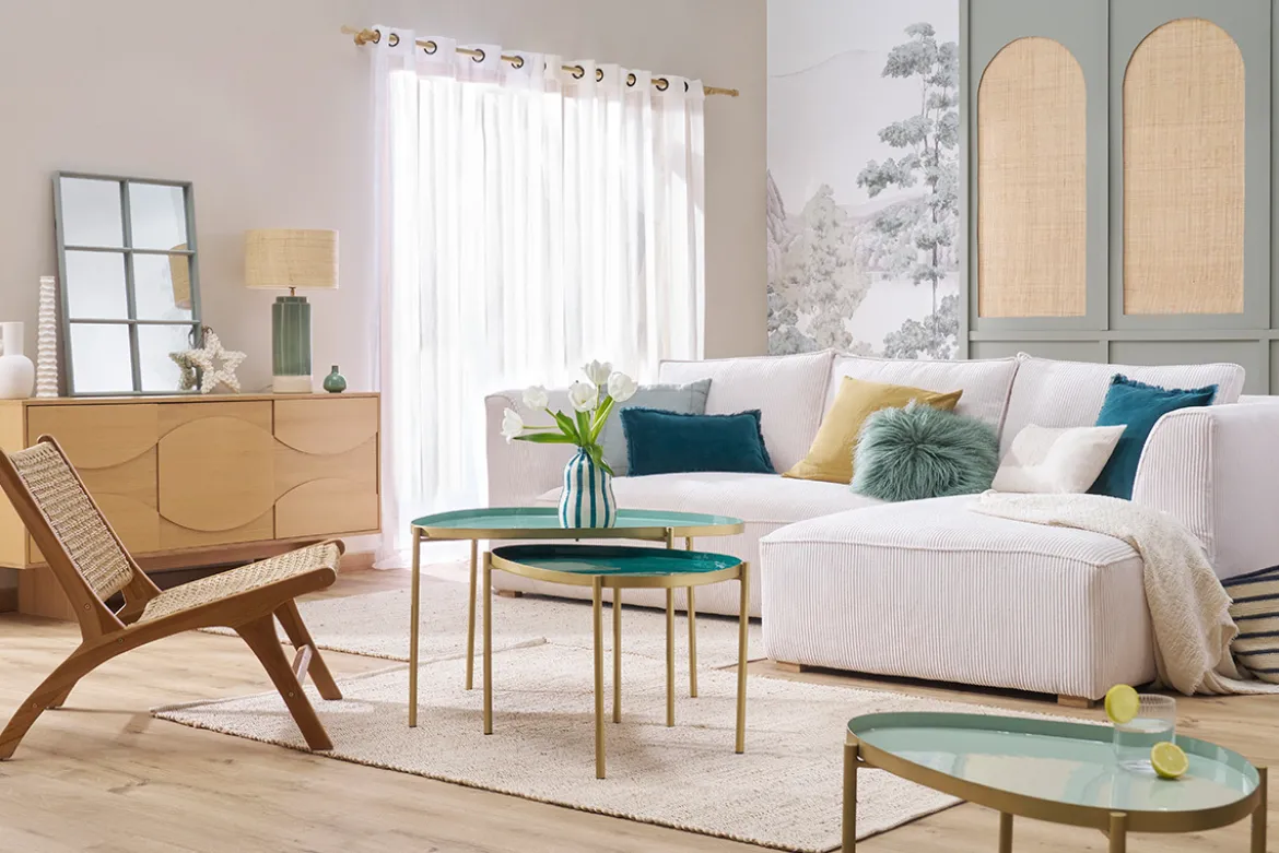 Fauteuil lounge en bois teck massif et corde tressée SUMBA