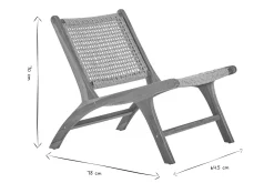 Fauteuil lounge en bois teck massif et corde tressée SUMBA