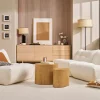 Fauteuil lounge en tissu bouclette blanc cassé BUMPY