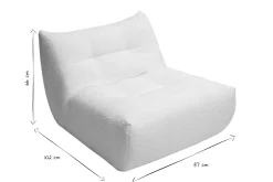 Fauteuil lounge en tissu bouclette blanc cassé BUMPY