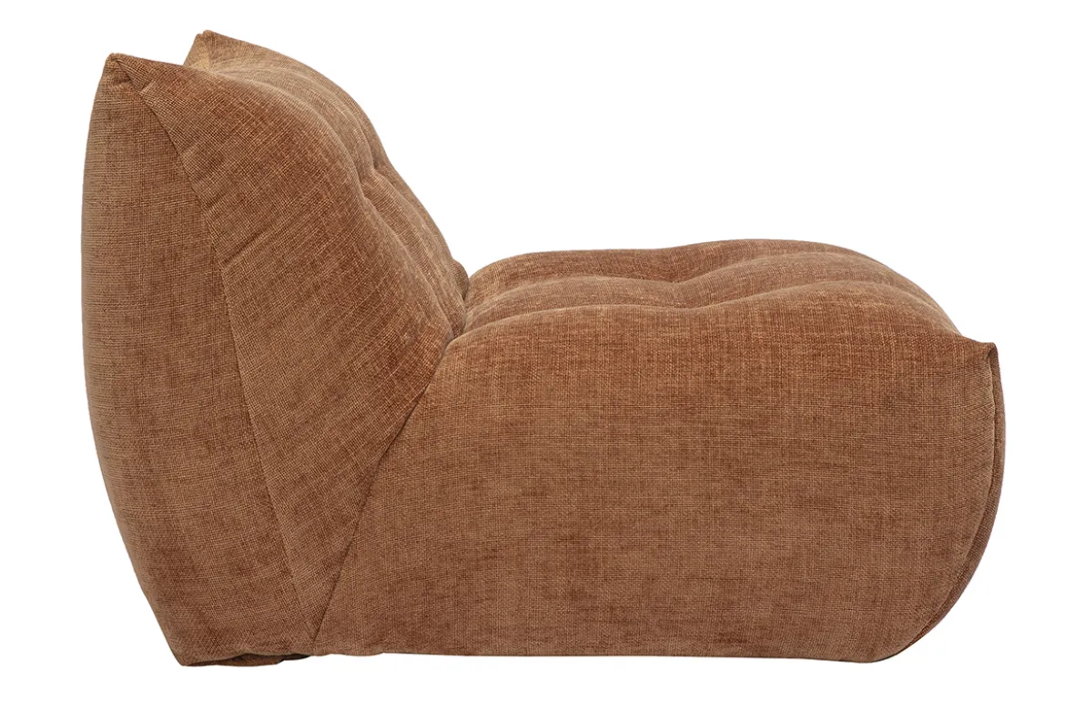 Fauteuil lounge en tissu effet velours texturé terre brûlée BUMPY