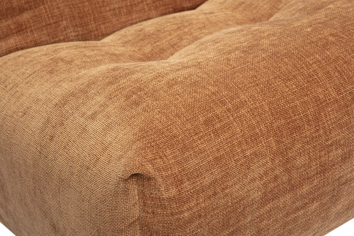 Fauteuil lounge en tissu effet velours texturé terre brûlée BUMPY