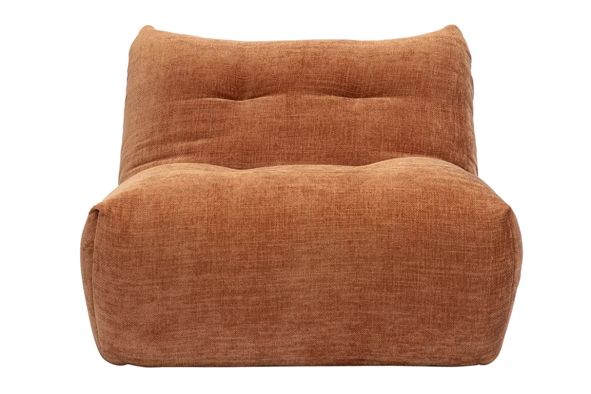 Fauteuil lounge en tissu effet velours texturé terre brûlée BUMPY