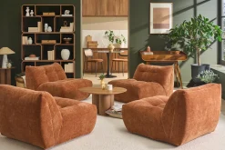 Fauteuil lounge en tissu effet velours texturé terre brûlée BUMPY