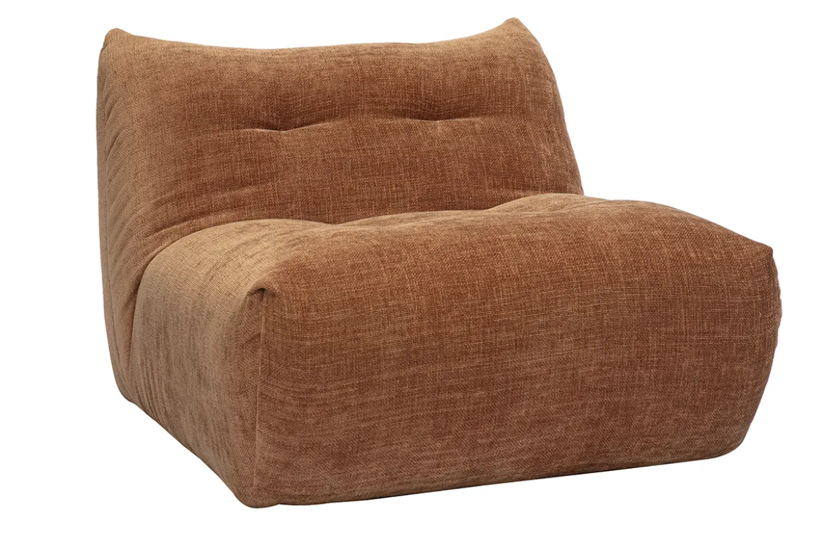 Fauteuil lounge en tissu effet velours texturé terre brûlée BUMPY