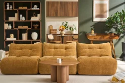 Fauteuil lounge en tissu effet velours texturé bronze BUMPY