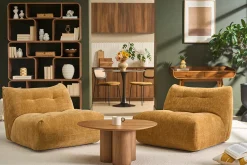 Fauteuil lounge en tissu effet velours texturé bronze BUMPY