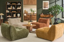 Fauteuil lounge en tissu effet velours texturé bronze BUMPY