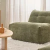Fauteuil lounge en tissu effet velours texturé vert kaki BUMPY