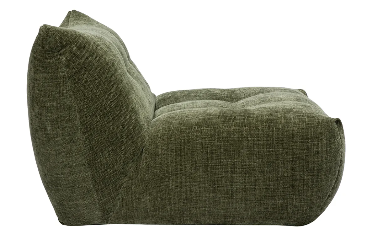 Fauteuil lounge en tissu effet velours texturé vert kaki BUMPY