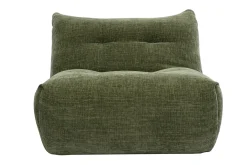 Fauteuil lounge en tissu effet velours texturé vert kaki BUMPY