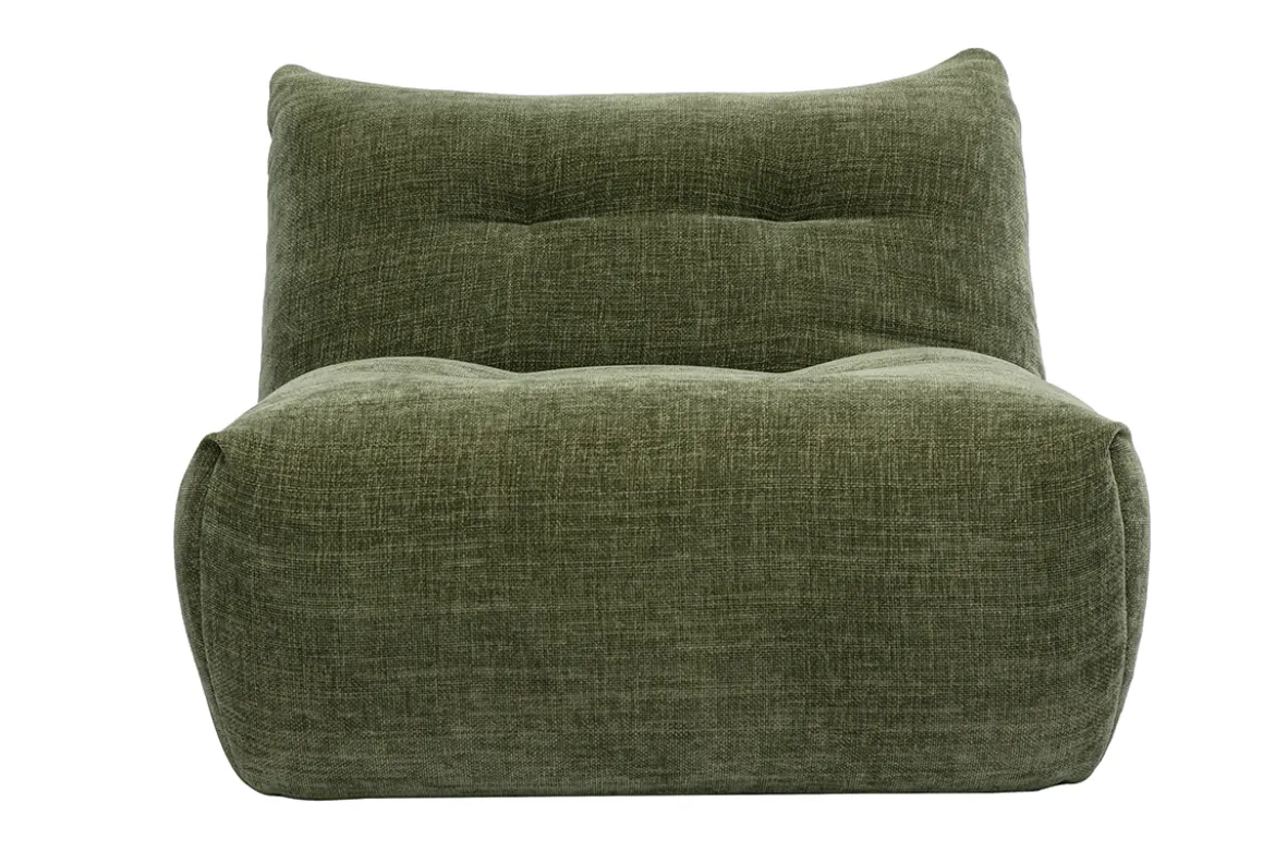 Fauteuil lounge en tissu effet velours texturé vert kaki BUMPY