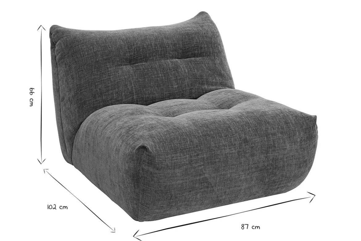 Fauteuil lounge en tissu effet velours texturé vert kaki BUMPY