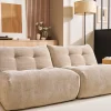 Fauteuil lounge en tissu effet velours texturé taupe BUMPY