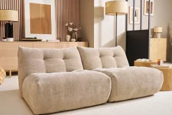 Fauteuil lounge en tissu effet velours texturé taupe BUMPY