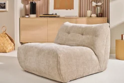 Fauteuil lounge en tissu effet velours texturé taupe BUMPY